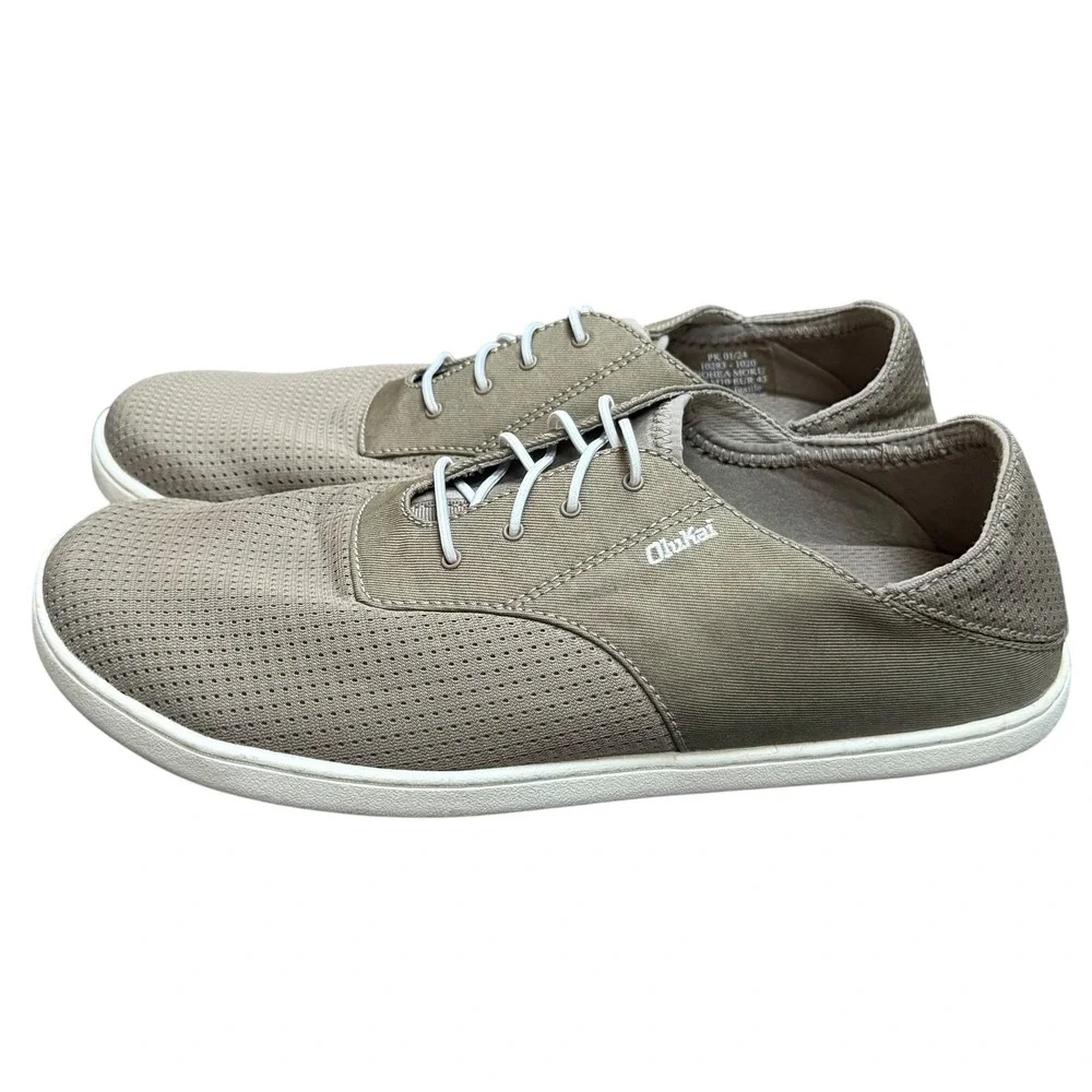 OluKai Shoes Men 10 Grey Nohea Moku Boat Shoe Sneaker Casual Breathable Comfort